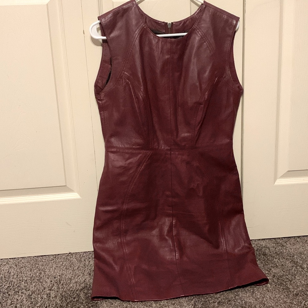 Faux leather vintage dress with black lining and zippered back